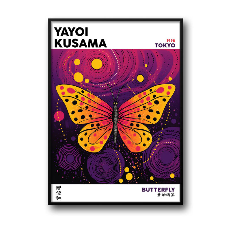 Wall Art & Paintings - Butterfly Inspired by Yayoi Kusama Wall Art - Black Frame