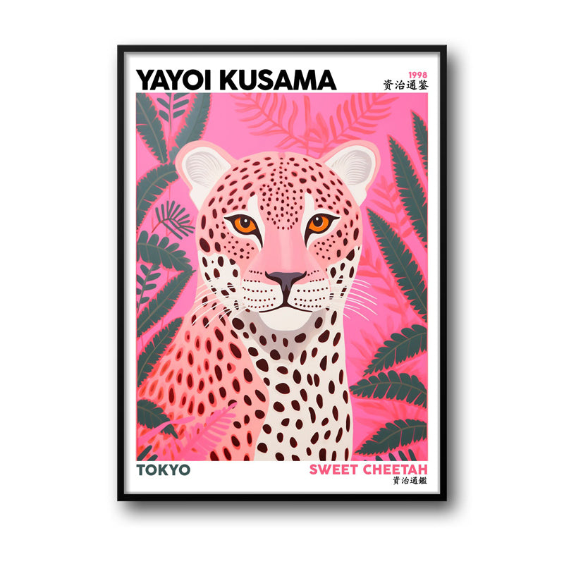 Wall Art & Paintings - Sweet Cheetah Inspired by Yayoi Kusama Wall Art - Black Frame