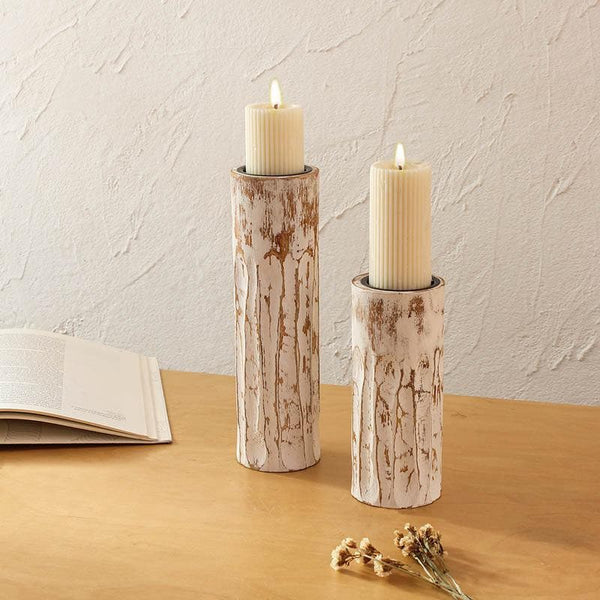 Buy Soultor Wood Candle Stand - Set Of Two Online in India | Candle Holder on Vaaree