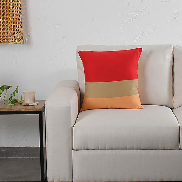 Bhumiti Striped Cushion Cover - Red & Peach