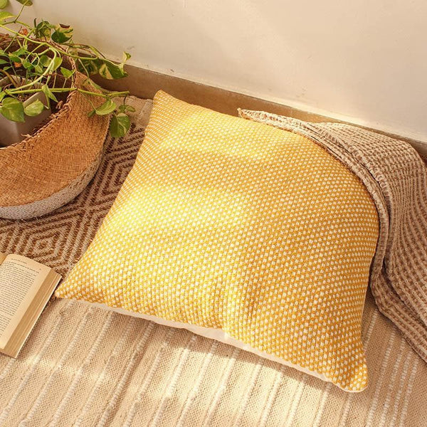 Buy Asteria Cushion Cover - Yellow Online in India | Cushion Covers on Vaaree