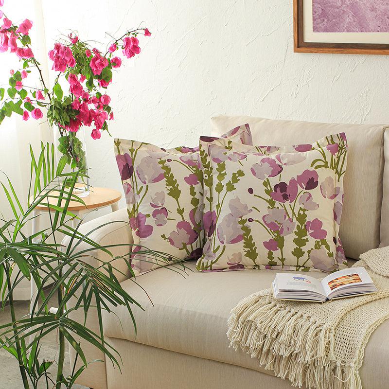 Buy Himalayan Poppies Cushion Cover (Purple) - Set Of Two Cushion Cover Sets from Vaaree