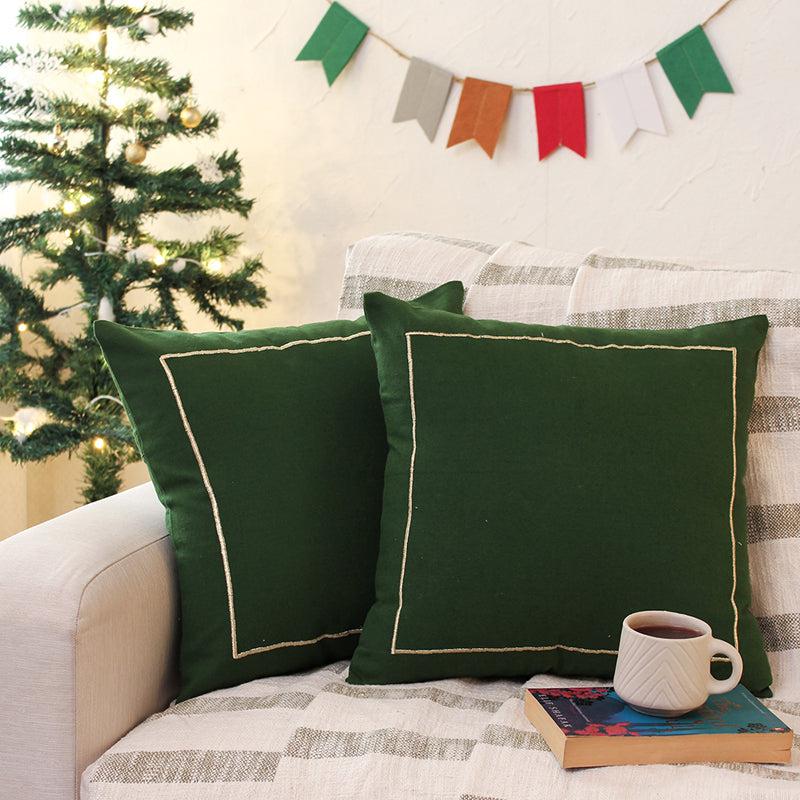 Buy Holly Cushion Cover (Green) - Set Of Two Cushion Cover Sets from Vaaree