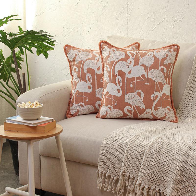 Buy Jacana Cushion Cover (Peach) - Set Of Two Cushion Cover Sets from Vaaree