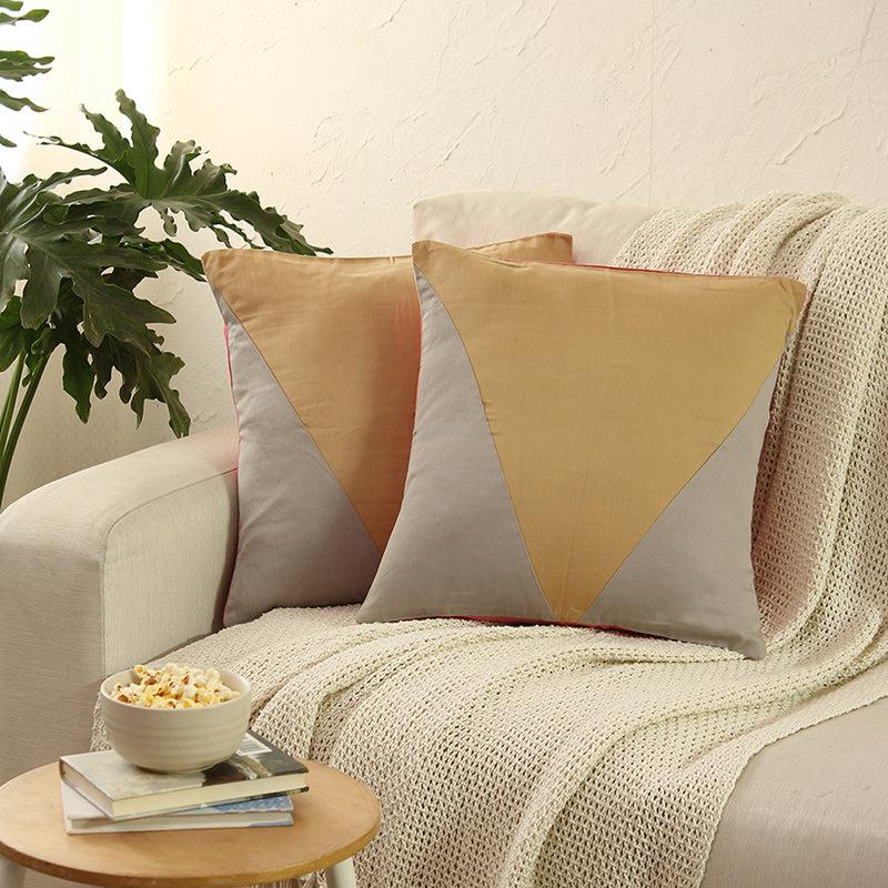 Buy Bhumiti Cushion Cover (Grey & Beige) - Set Of Two Cushion Cover Sets from Vaaree