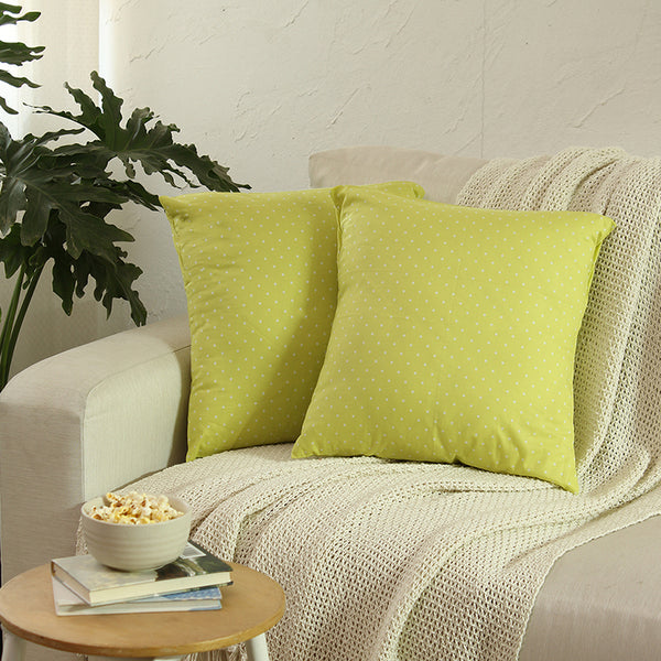 Kahaniya Solid Cushion Cover (Yellow) - Set Of Two