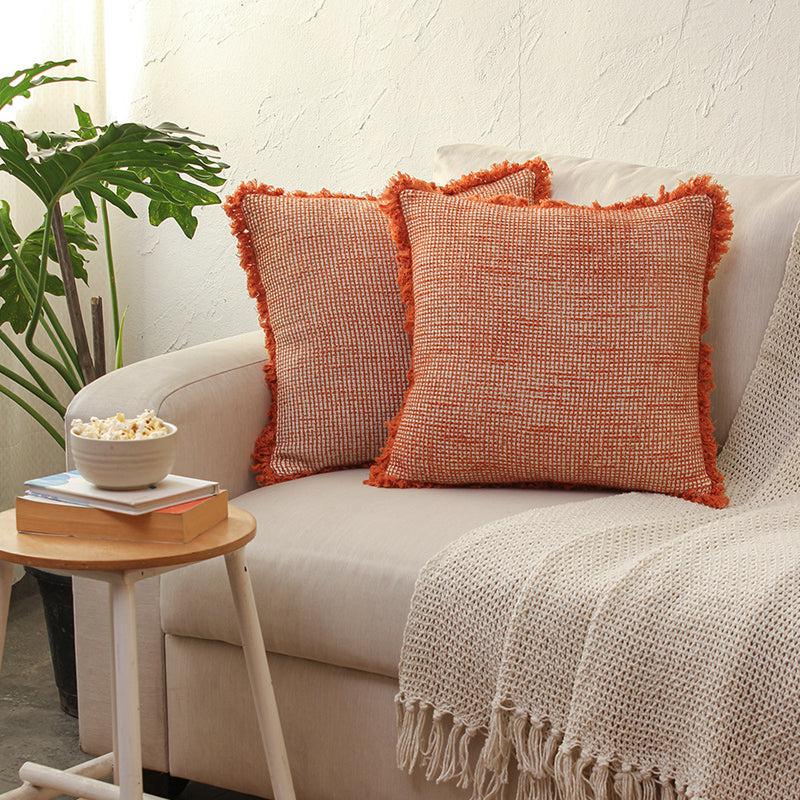 Buy Keri Cushion Cover (Rust) - Set Of Two Cushion Cover Sets from Vaaree