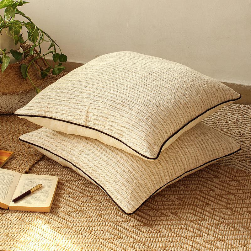 Buy Pir Panjal Cushion Cover (Beige) - Set Of Two Cushion Cover Sets from Vaaree