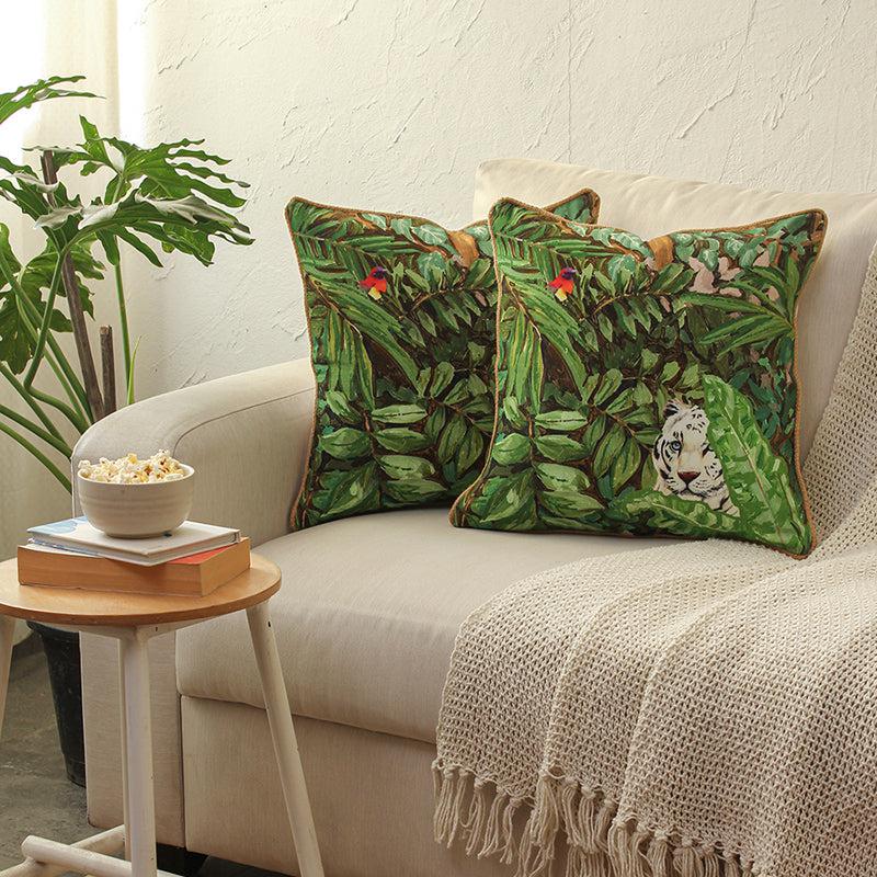 Buy Sunderbans Cushion Cover (Green) - Set Of Two Cushion Cover Sets from Vaaree