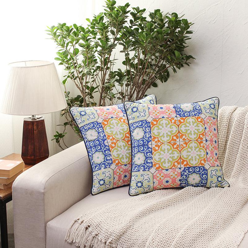 Buy The Peranakan Tiles Cushion Cover - Set Of Two Cushion Cover Sets from Vaaree