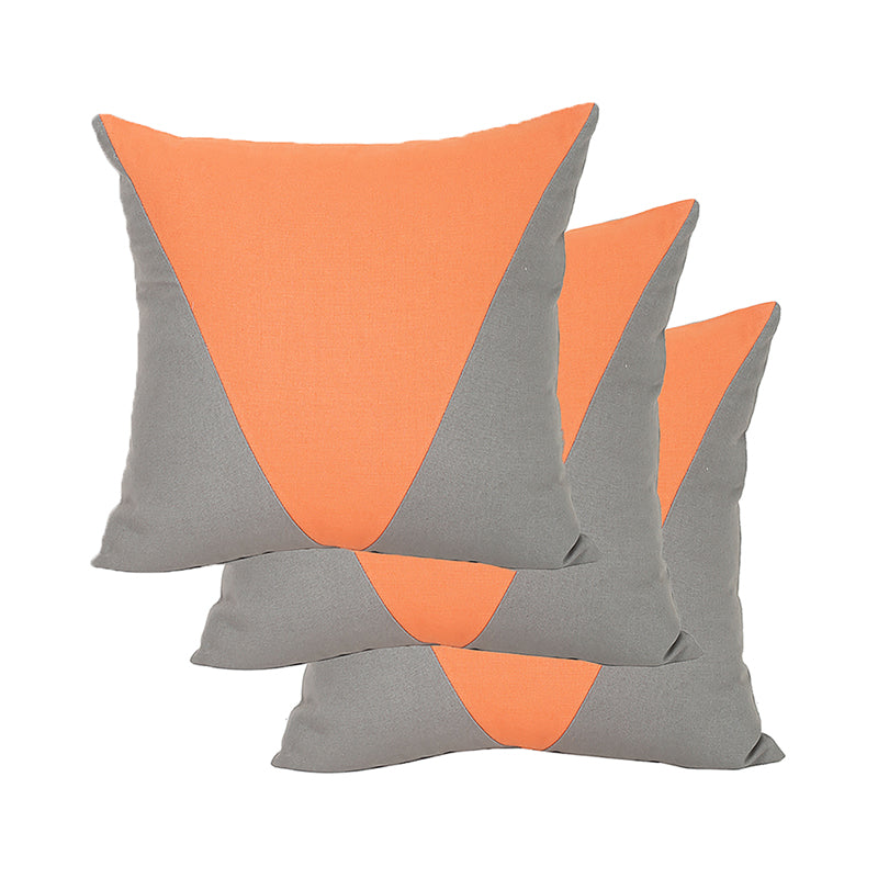 Buy The Acute Triangles Cushion Cover (Orange & Grey) - Set Of Three Cushion Cover Sets from Vaaree