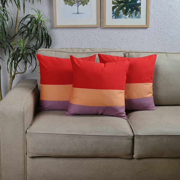 The Block Stripe Cushion Cover (Multicolor) - Set Of Three