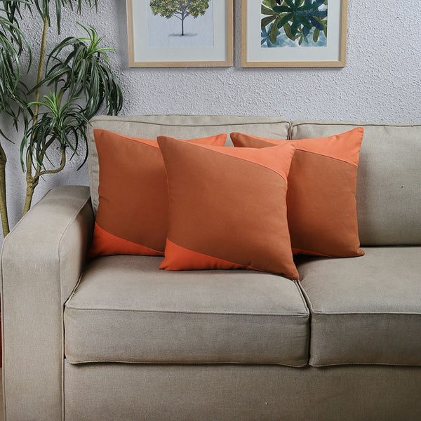 The Diagonal Lines Cushion Cover (Orange) - Set Of Three
