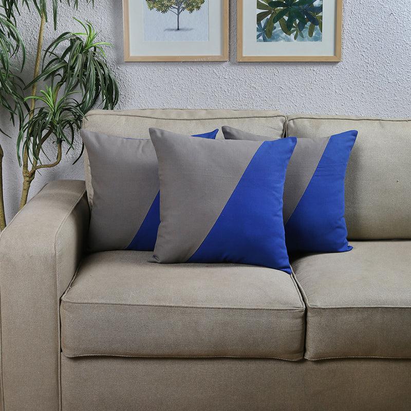 Buy The Fixed Disection Cushion Cover (Blue) - Set Of Three Cushion Cover Sets from Vaaree