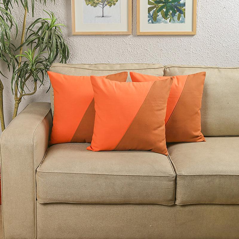 Buy The Fixed Dissection Cushion Cover (Orange) - Set Of Three Cushion Cover Sets from Vaaree