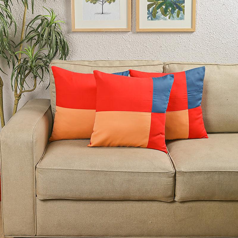 Buy The Jumbled Rectangles Cushion Cover (Multicolor) - Set Of Three Cushion Cover Sets from Vaaree