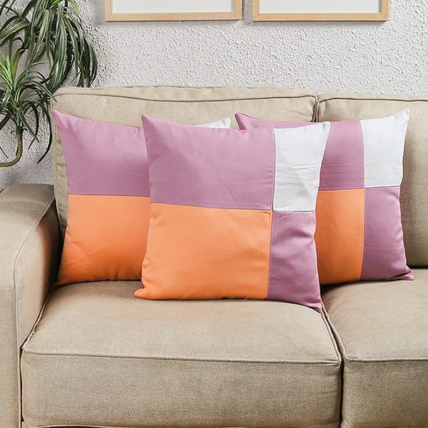 The Jumbled Pastel Rectangles Cushion Cover (Multicolor) - Set Of Three