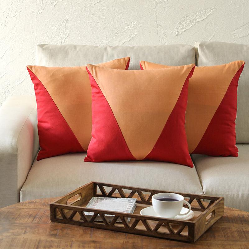 Buy The Sharp Arrow Cushion Cover (Orange & Red) - Set Of Three Cushion Cover Sets from Vaaree