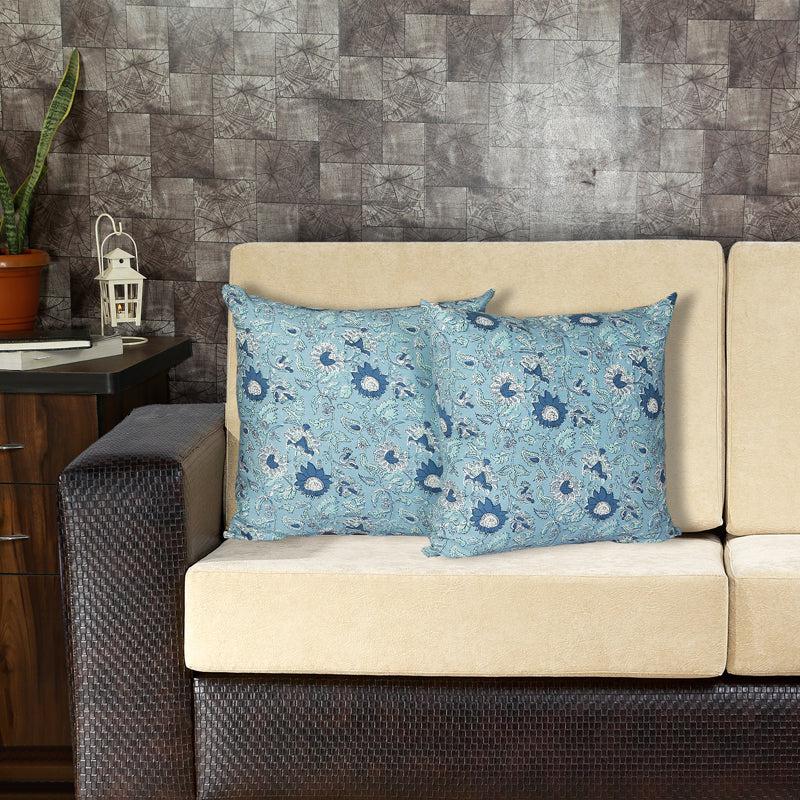 Buy Jahnvi Printed Cushion Cover (Blue) - Set Of Two Cushion Covers from Vaaree