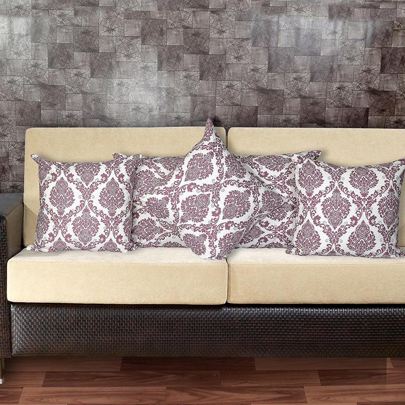 Buy Tameira Jacquered Motif Printed Cushion Cover (Maroon) - Set Of Two Cushion Covers from Vaaree