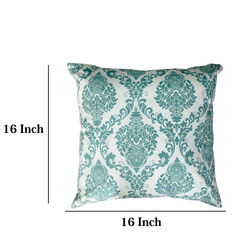 Buy Tameira Jacquered Motif Printed Cushion Cover (Teal) - Set Of Two Cushion Covers from Vaaree