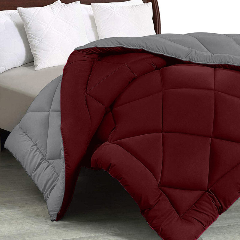 Buy Nihara Reversible Comforter - Maroon & Grey Comforters & AC Quilts from Vaaree