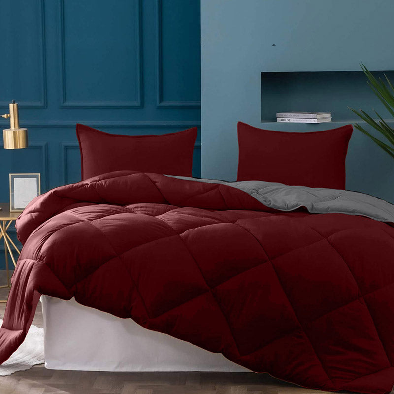 Buy Nihara Reversible Comforter - Maroon & Grey Comforters & AC Quilts from Vaaree