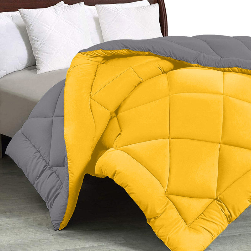 Buy Wide Checkered Comforter- Grey & Yellow Comforters & AC Quilts from Vaaree