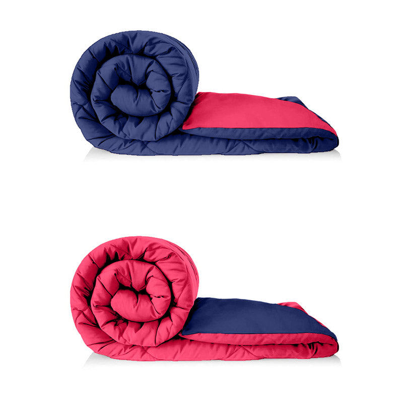 Buy Nihara Reversible Comforter - Dark Blue & Pink Comforters & AC Quilts from Vaaree