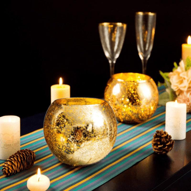 Buy Bliss Sparkle Tealight Candle Holder (Gold) - Set Of Two Candle Holders from Vaaree