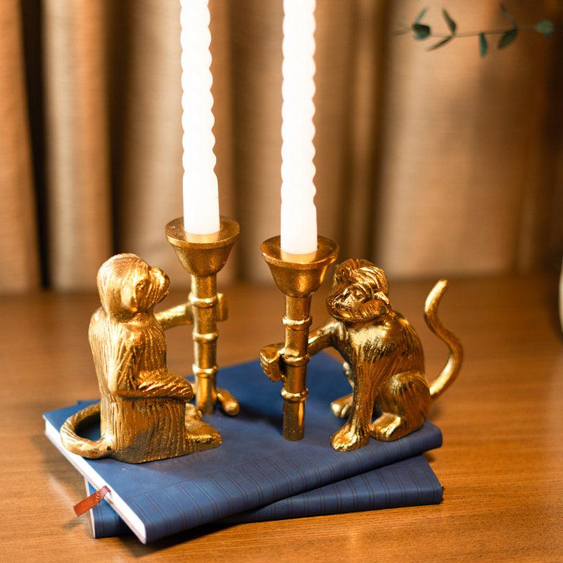 Buy Monkey Guard Candle Holder - Set Of Two Candle Holders from Vaaree