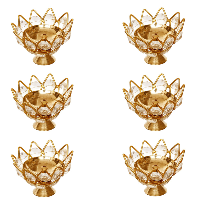 Buy Kamala Crystal Festive Diya - Set Of Six Diyas from Vaaree