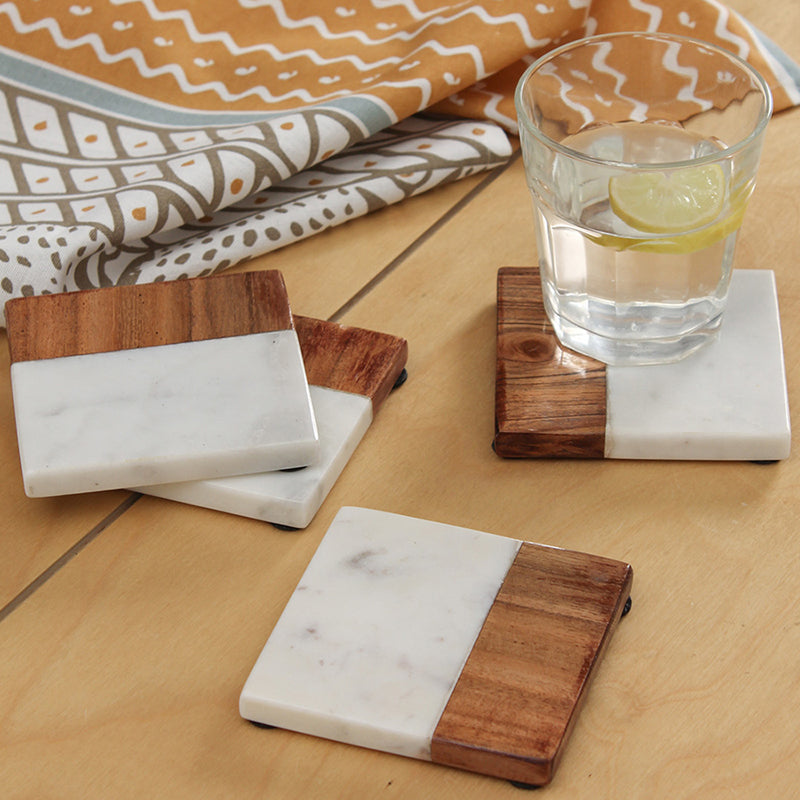 Coaster - Tripolia Coaster (Brown & White) - Set Of Four