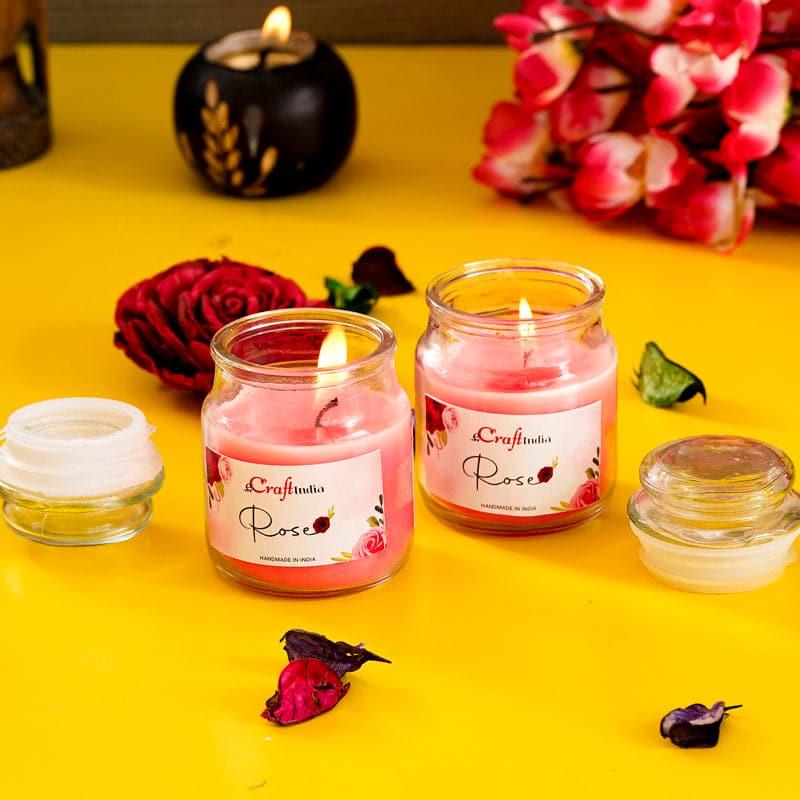 Buy Nithya Rose Scented Jar Candle - Set Of Two Candles from Vaaree