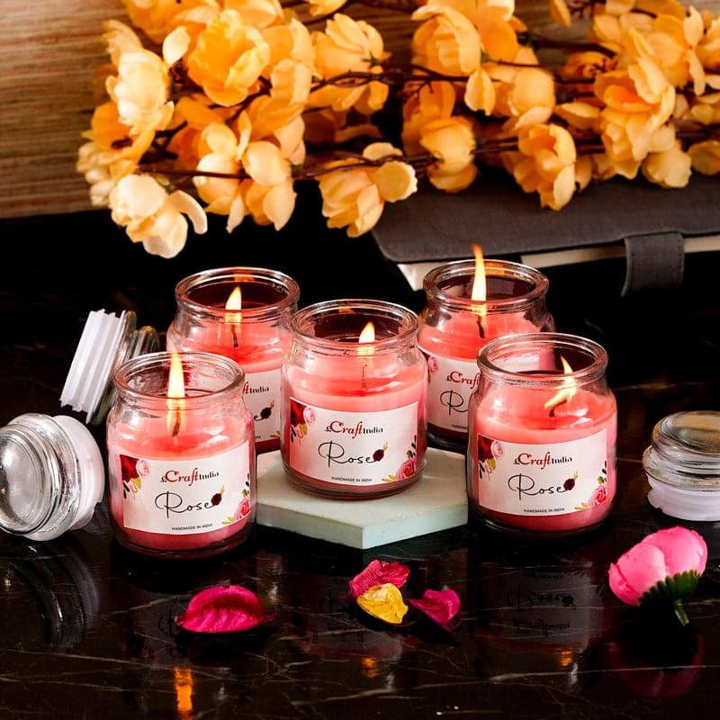 Buy Nithya Rose Scented Jar Candle - Set Of Five Candles from Vaaree