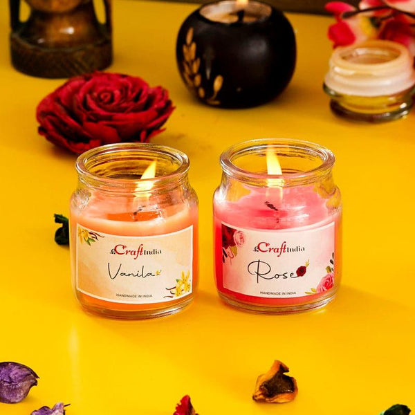 Buy Vanilla & Rose Scented Jar Candle - Set Of Two Candles from Vaaree