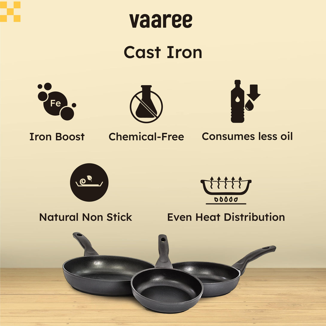 Buy Arlet Cast Iron Frying Pan - 2800 ML / 11 Inches Frying Pan from Vaaree