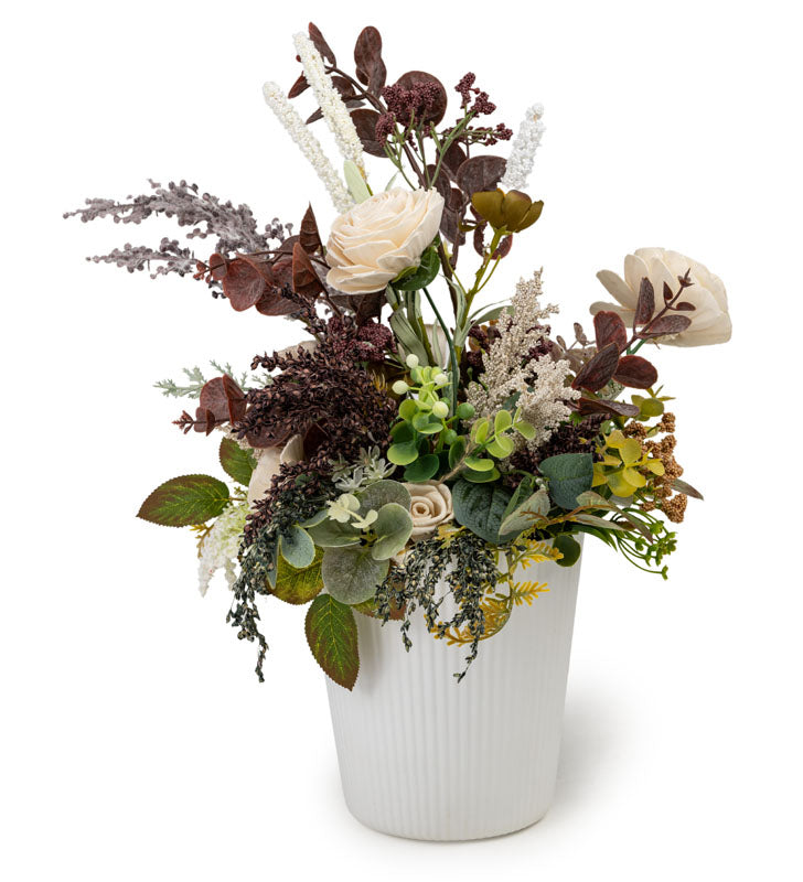 Buy Autumn Fairy Solawood Floral Bunch With Pot Artificial Flowers from Vaaree