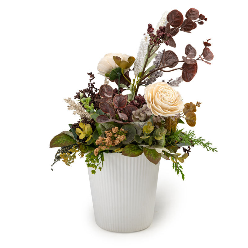 Buy Autumn Fairy Solawood Floral Bunch With Pot Artificial Flowers from Vaaree