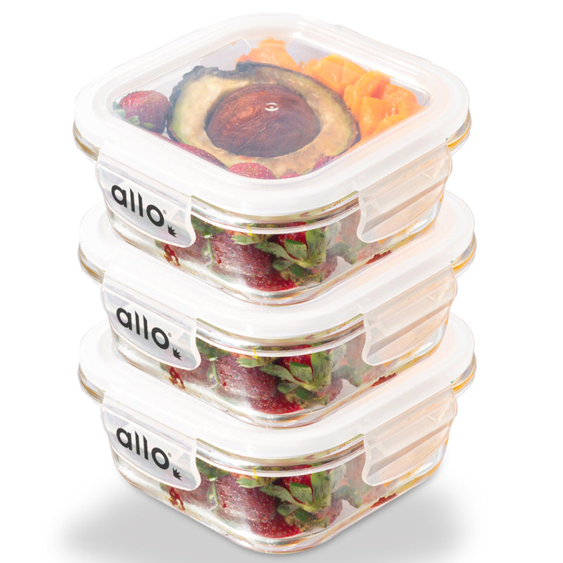 Container - Oliva Square Glass Storage Container (550 ML) - Set Of Three