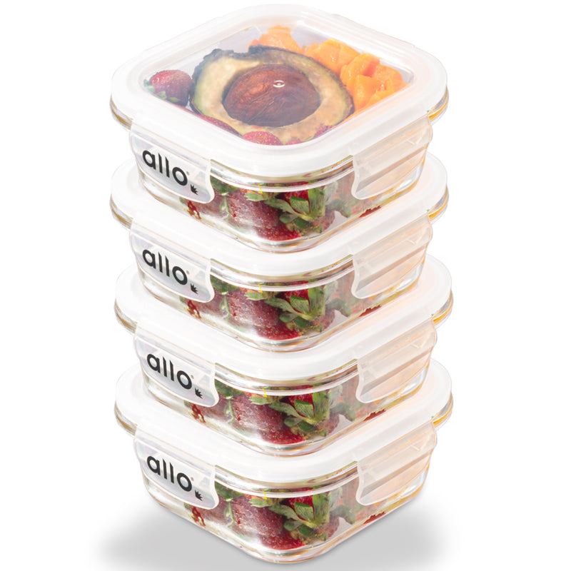 Container - Oliva Square Glass Storage Container (550 ML) - Set Of Four