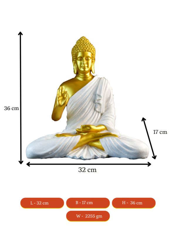 Buy Buddha Blessing Resin Showpiece - Gold & White Showpieces from Vaaree