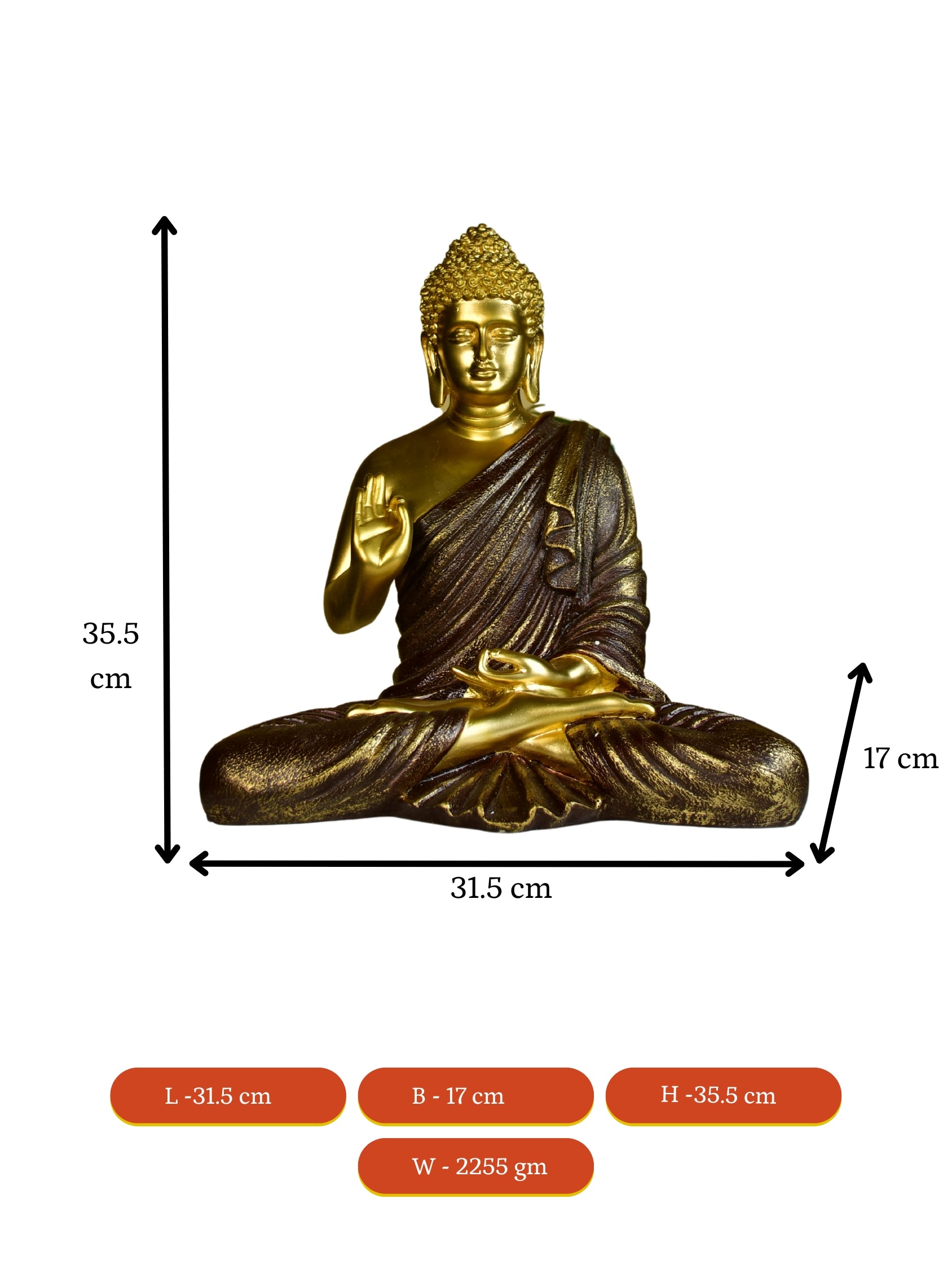 Buy Buddha Blessing Resin Showpiece - Gold & Brown Showpieces from Vaaree