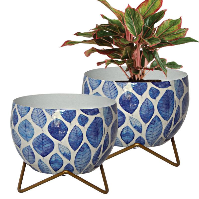 Buy Indigo Flow Planter With Stand - Set Of Two Pots & Planters from Vaaree