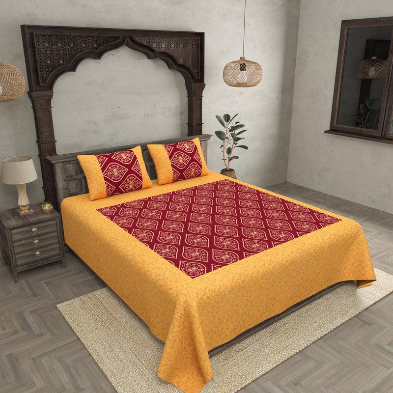 Buy Chahat Ethnic Bedsheet - Red,Yellow Bedsheets from Vaaree