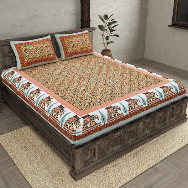 Buy Qaamin Ethnic Printed Bedsheet - Orange Bedsheets from Vaaree