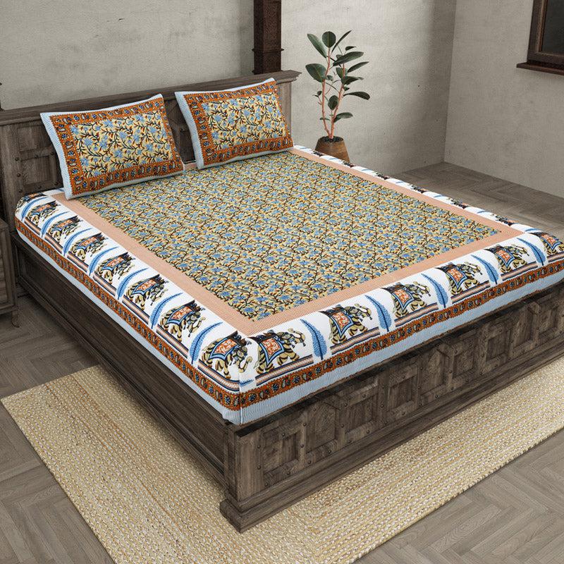 Buy Qaamin Ethnic Printed Bedsheet - Green Bedsheets from Vaaree