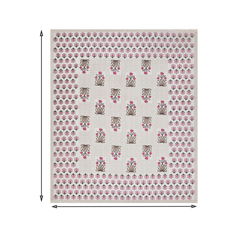 Buy Kansi Printed Bedsheet - White & Pink Bedsheets from Vaaree