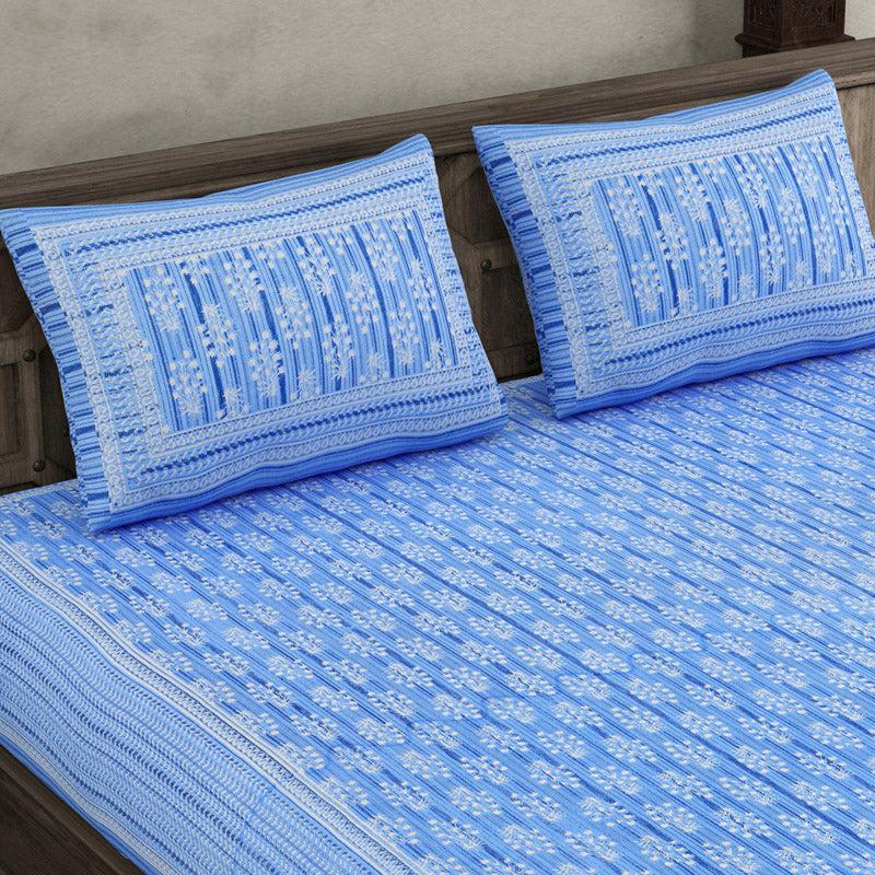 Buy Mezuu Printed Bedsheet - Blue Bedsheets from Vaaree