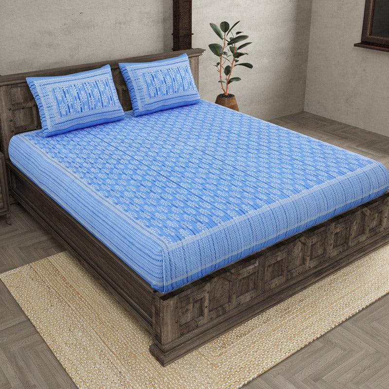 Buy Mezuu Printed Bedsheet - Blue Bedsheets from Vaaree